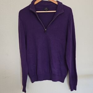 346 Brooks Brothers Supima Cotton Purple Quarter-Zip Sweater Size M